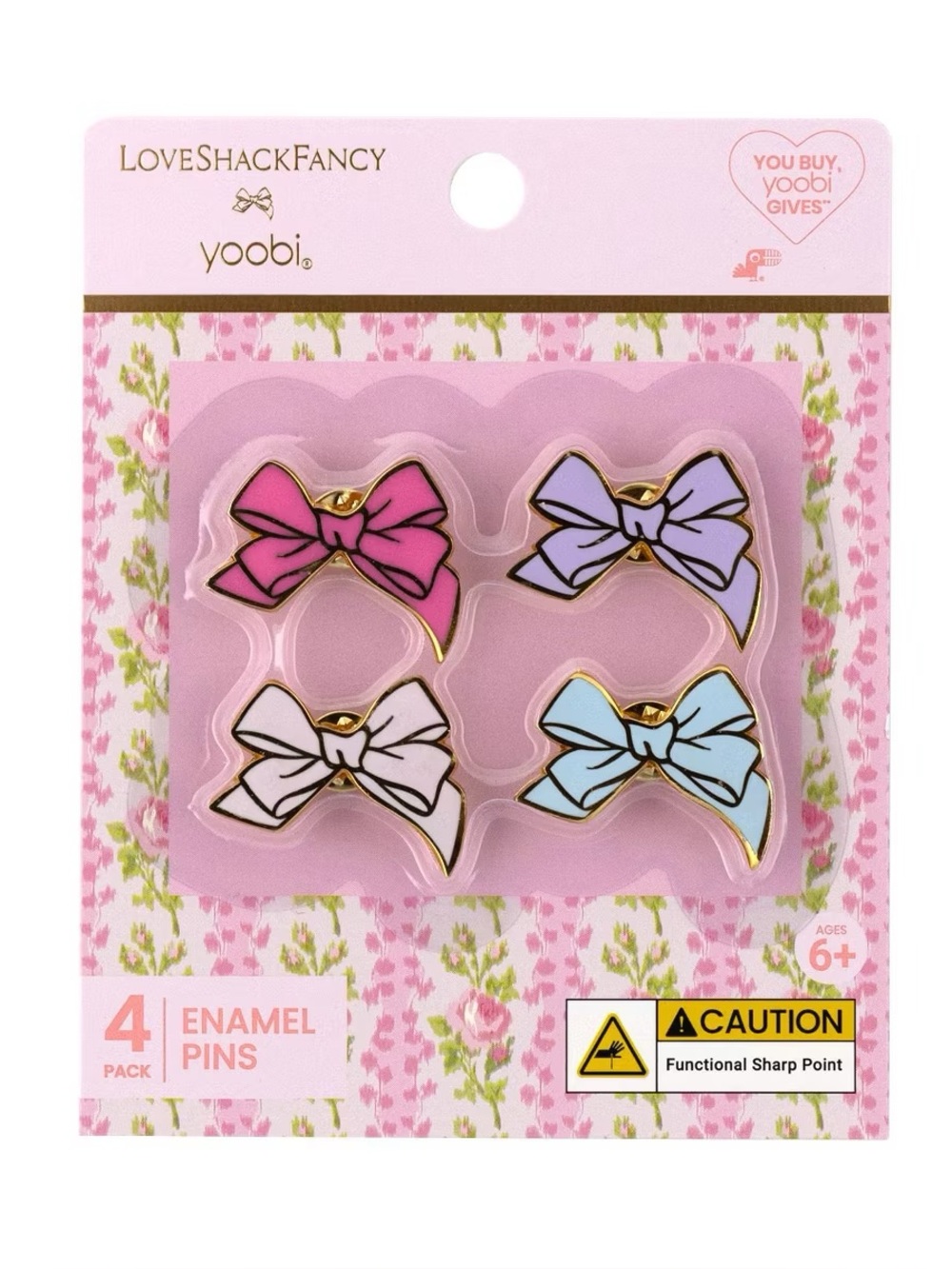 🩷💜💙🎯 LoveShackFancy x Target - Yoobi 4pk Enamel Pins Bows